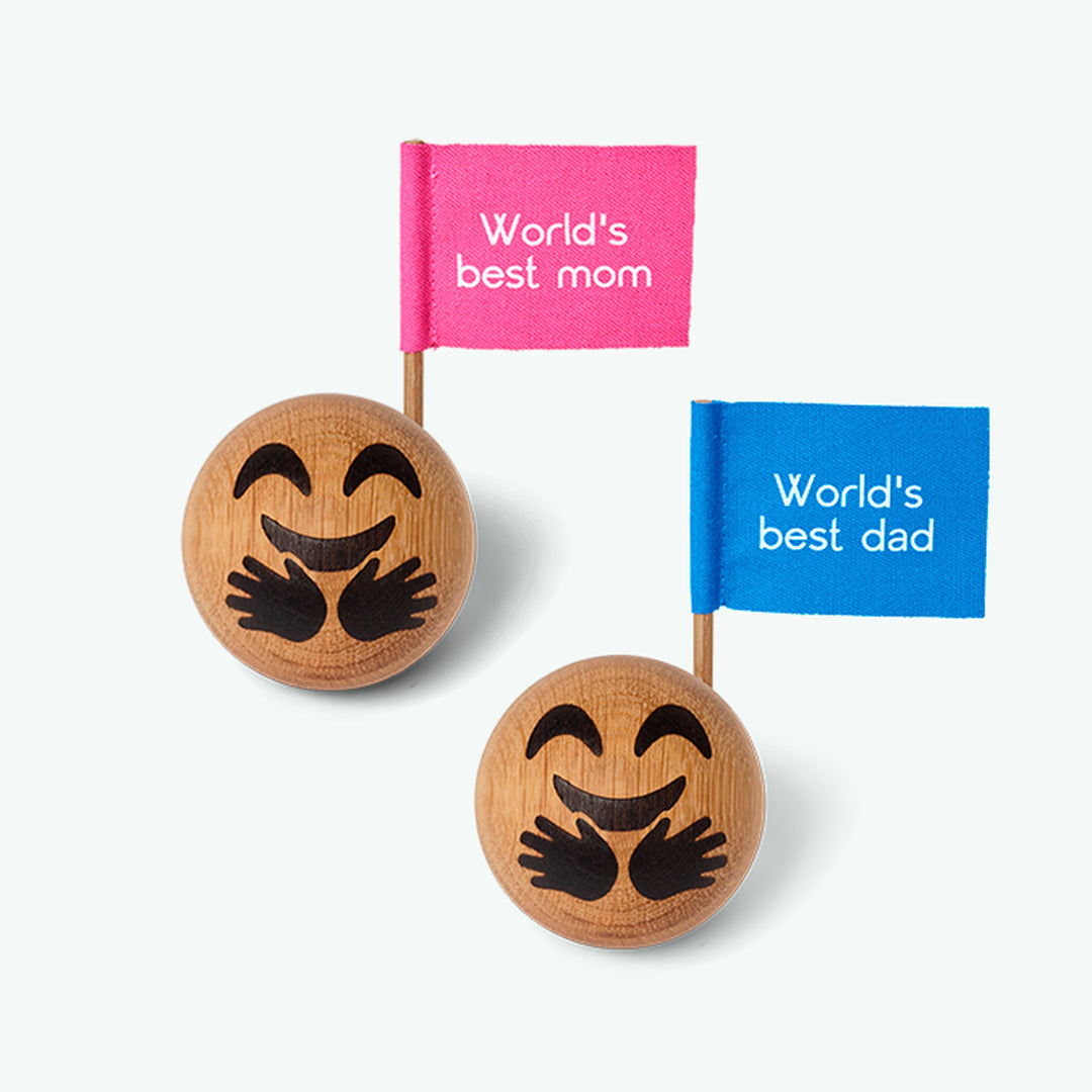 Wooden Emoticon Mum & Dad – Oak · Ø 5 cm | Spring Copenhagen