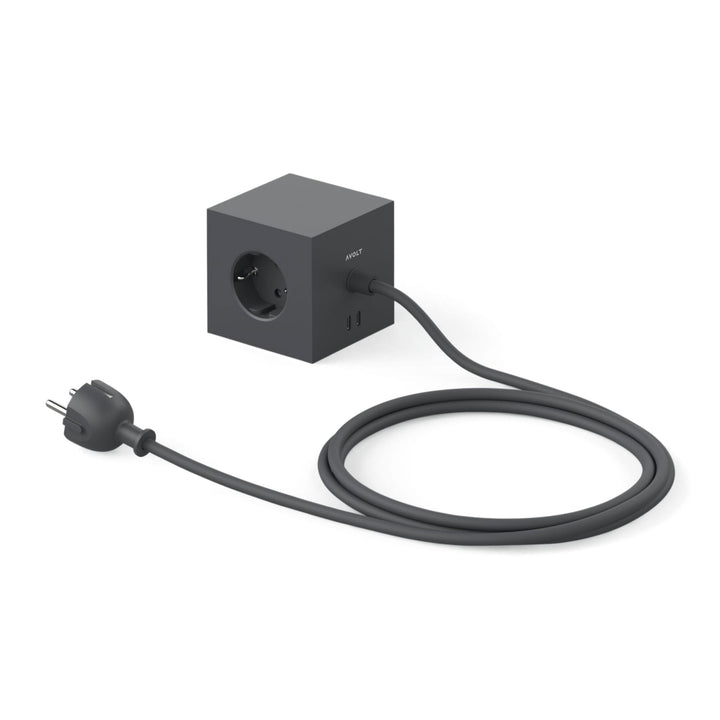 Power Strip "Square 1" – Black · USB-C 30W · 3 m | Avolt