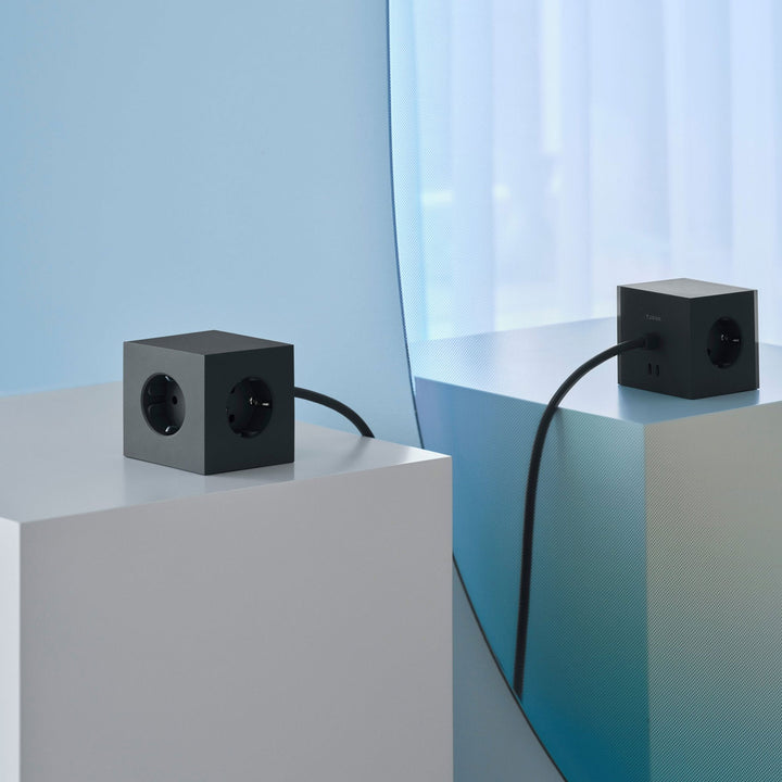 Power Strip "Square 1" – Black · USB-C 30W · 3 m | Avolt