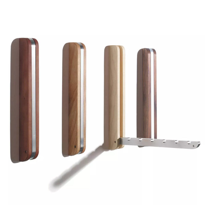 Folding Wall Hook – Oak · Aluminium · 6 Hooks | side by side