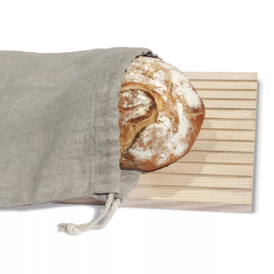 Bread Board & Bread Bag Set – Ash & Linen | side by side