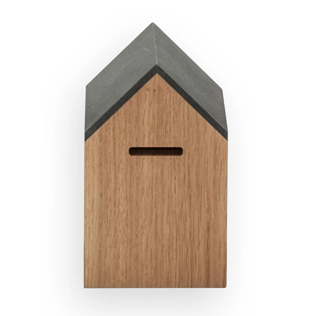Money Box Sparhaus – Oiled Oak · 15.5 cm | side by side