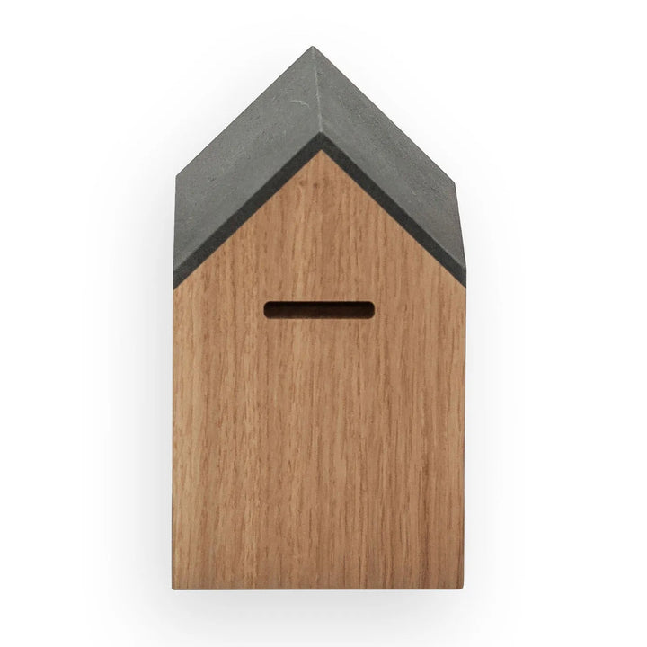 Money Box Sparhaus – Oiled Oak · 15.5 cm | side by side