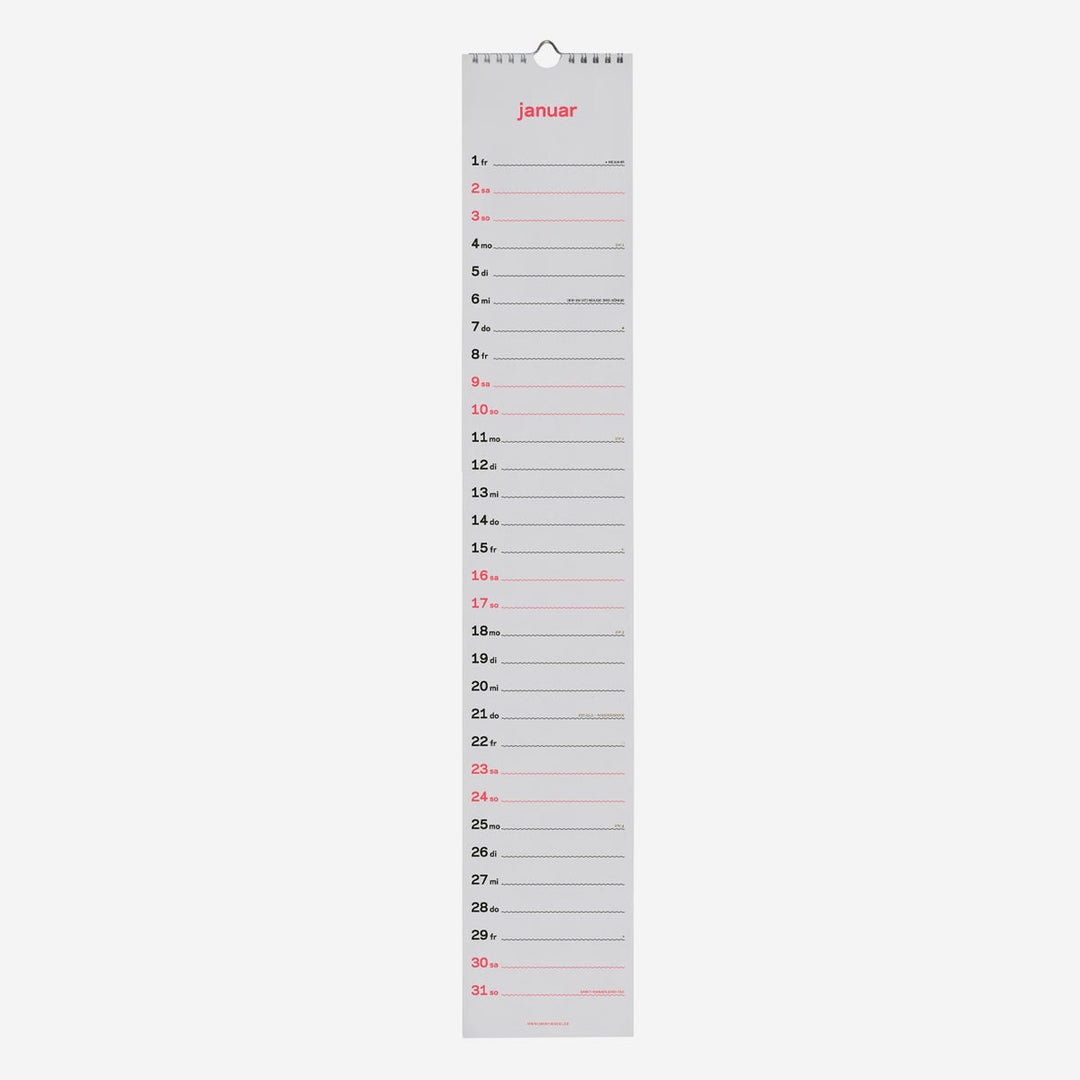 Slim Wall Calendar 2027 – German · Screen Print · 12×69 cm | rikiki