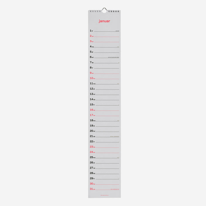 Slim Wall Calendar 2027 – German · Screen Print · 12×69 cm | rikiki