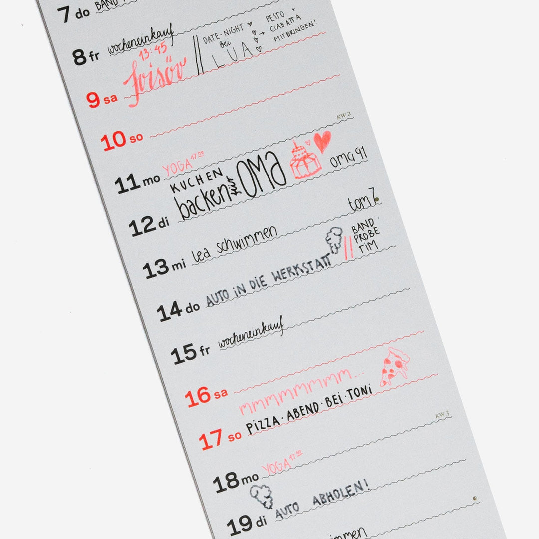 Slim Wall Calendar 2027 – German · Screen Print · 12×69 cm | rikiki
