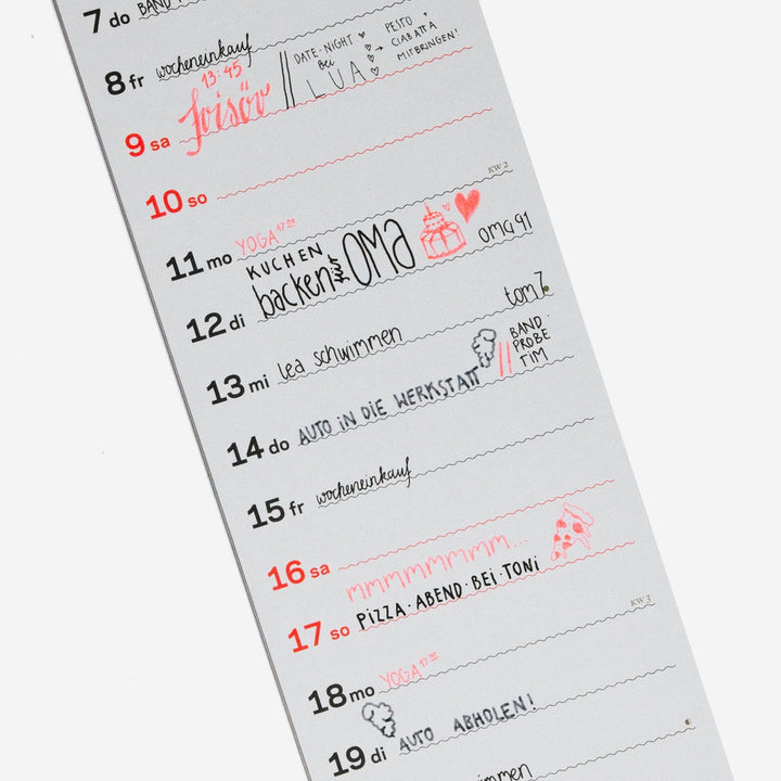 Slim Wall Calendar 2027 – German · Screen Print · 12×69 cm | rikiki