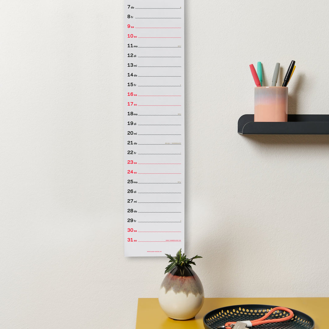 Slim Wall Calendar 2027 – German · Screen Print · 12×69 cm | rikiki
