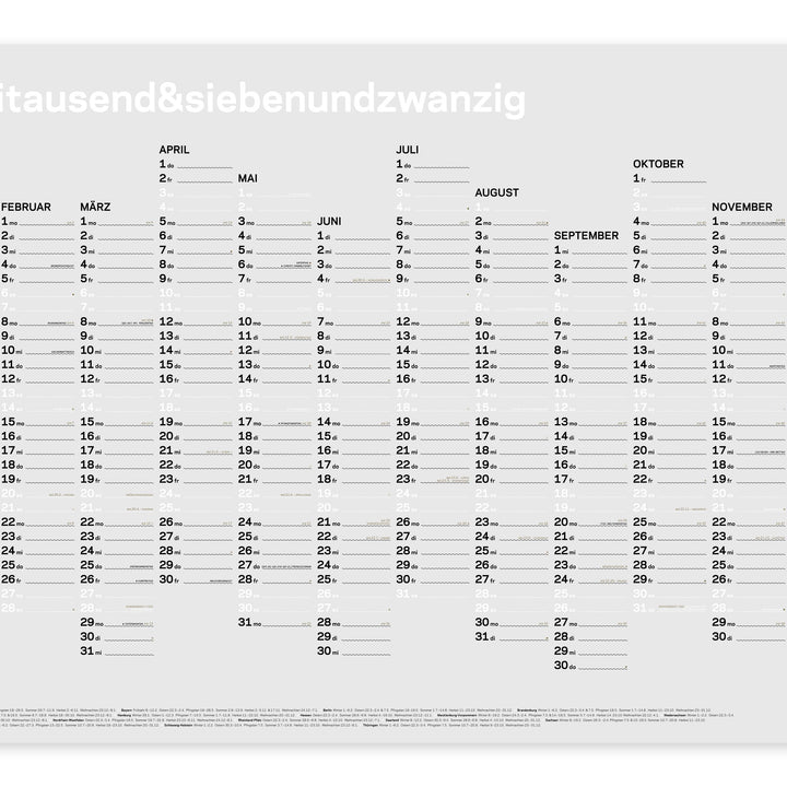 Annual Wall Calendar 2027 – German · White · A1 | rikiki