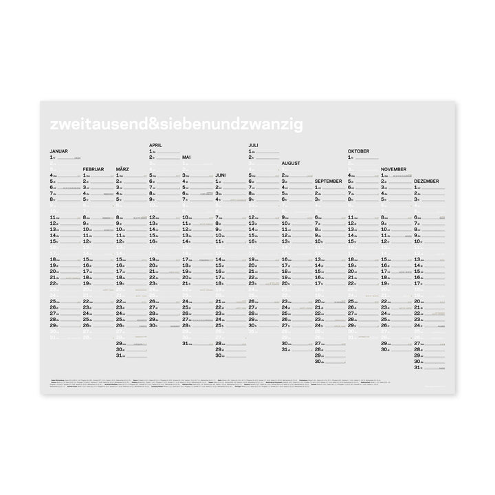 Annual Wall Calendar 2027 – German · White · A1 | rikiki