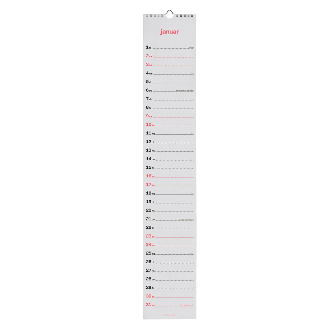 Slim Wall Calendar 2027 – German · Screen Print · 12×69 cm | rikiki