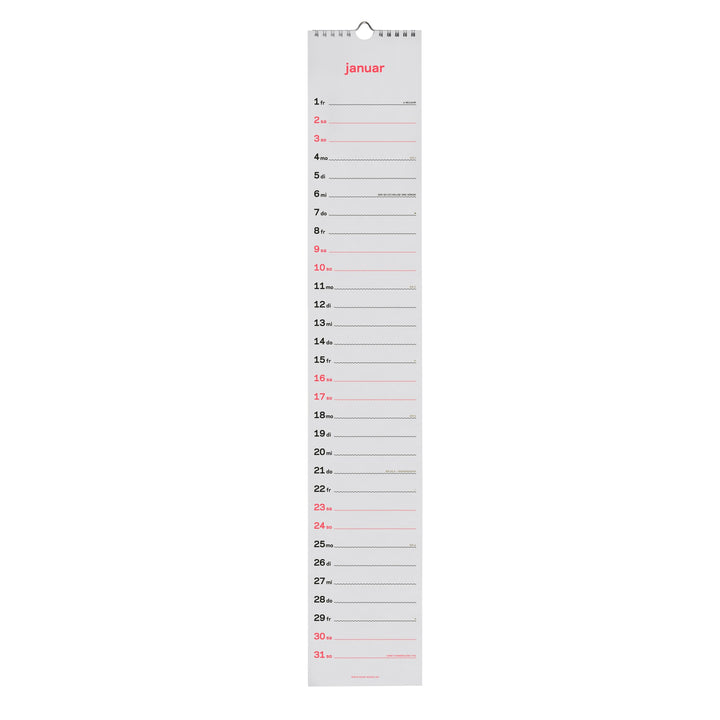Slim Wall Calendar 2027 – German · Screen Print · 12×69 cm | rikiki