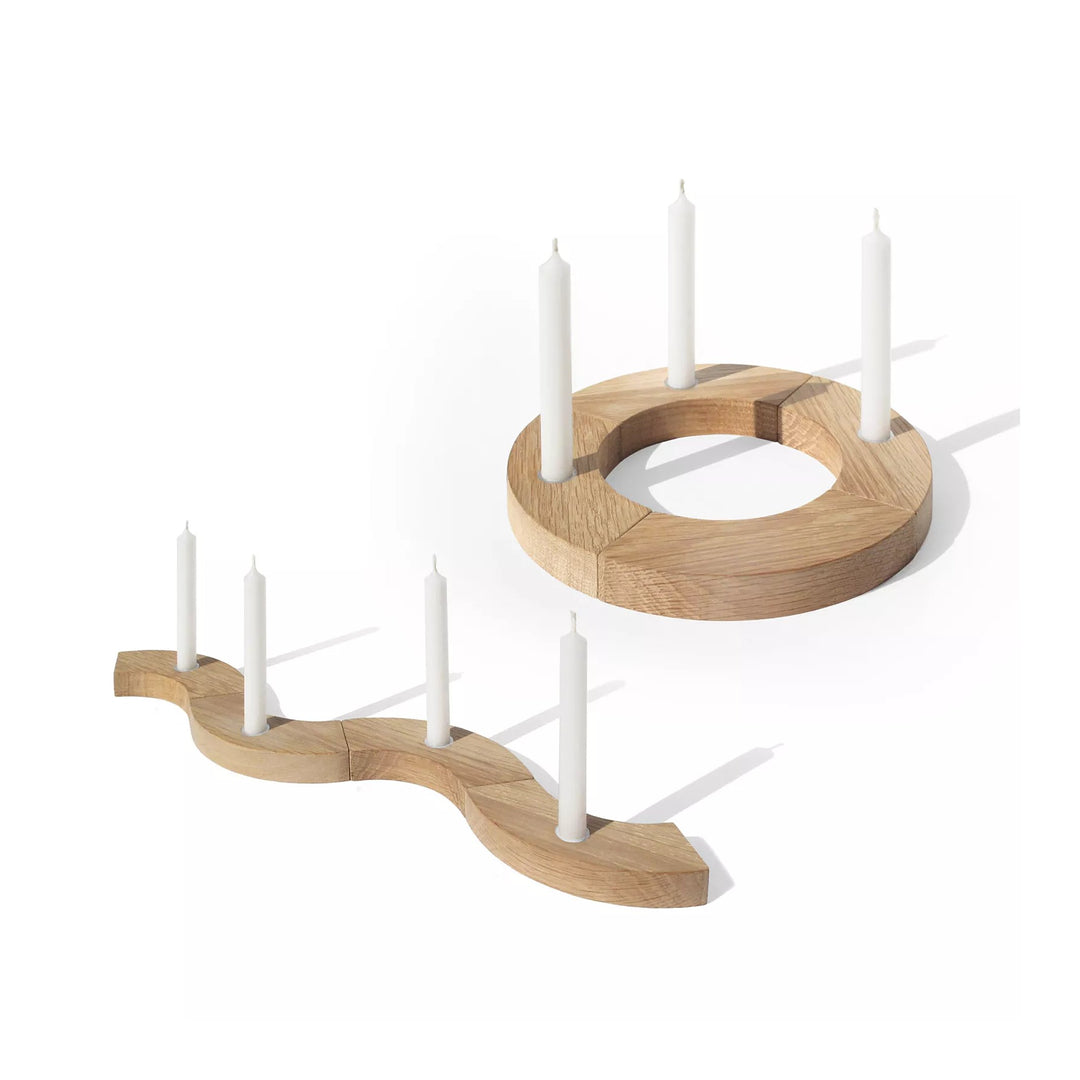 Wooden Advent Wreath – Oak · 4 Candles · Ø 17 cm | side by side