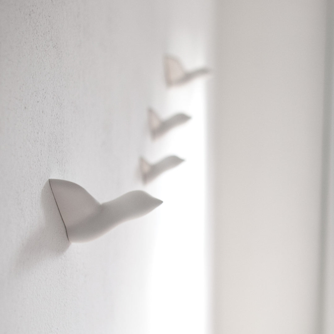 WHITE BIRD SWARM - decorative birds - set of 4 - white | Formpoet