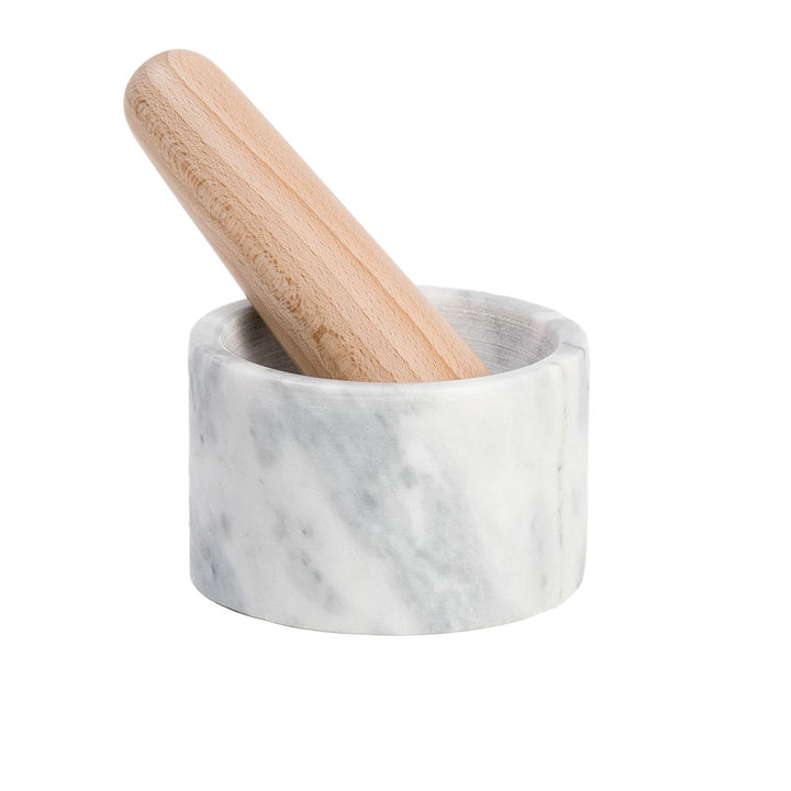 BIG HUG MORTAR - 10 cm ⦰ marble & oakwood - Hans Thyge & Co | DesignBite