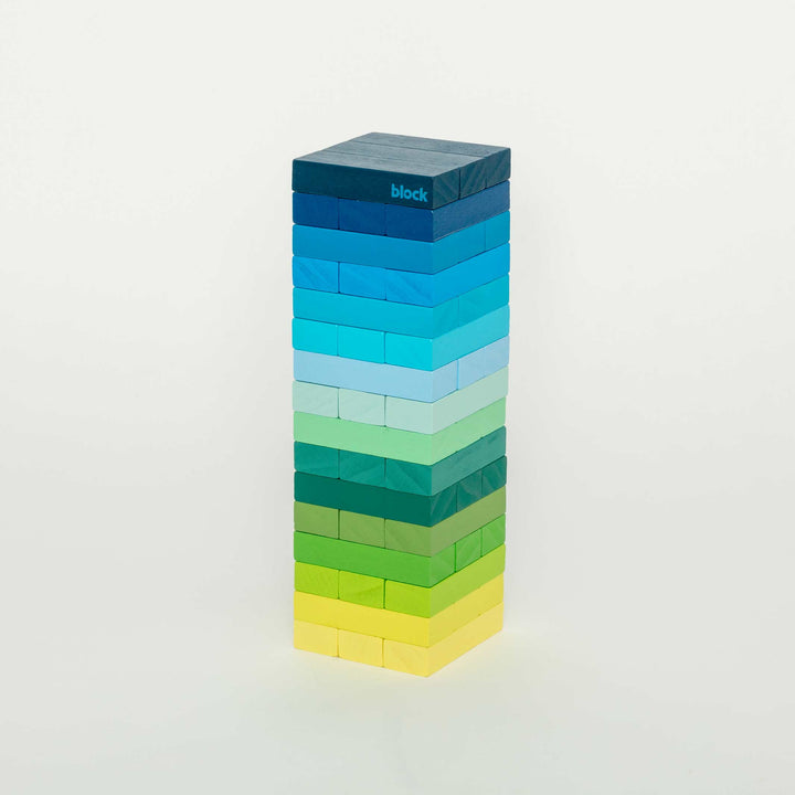 GRADIENT TOWER COLD - Wooden Stacking Game with 48 Blocks - blue-green | Block Design