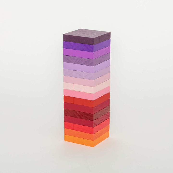 GRADIENT TOWER WARM - Wooden Stacking Game with 48 Blocks - pink-red-orange | Block Design