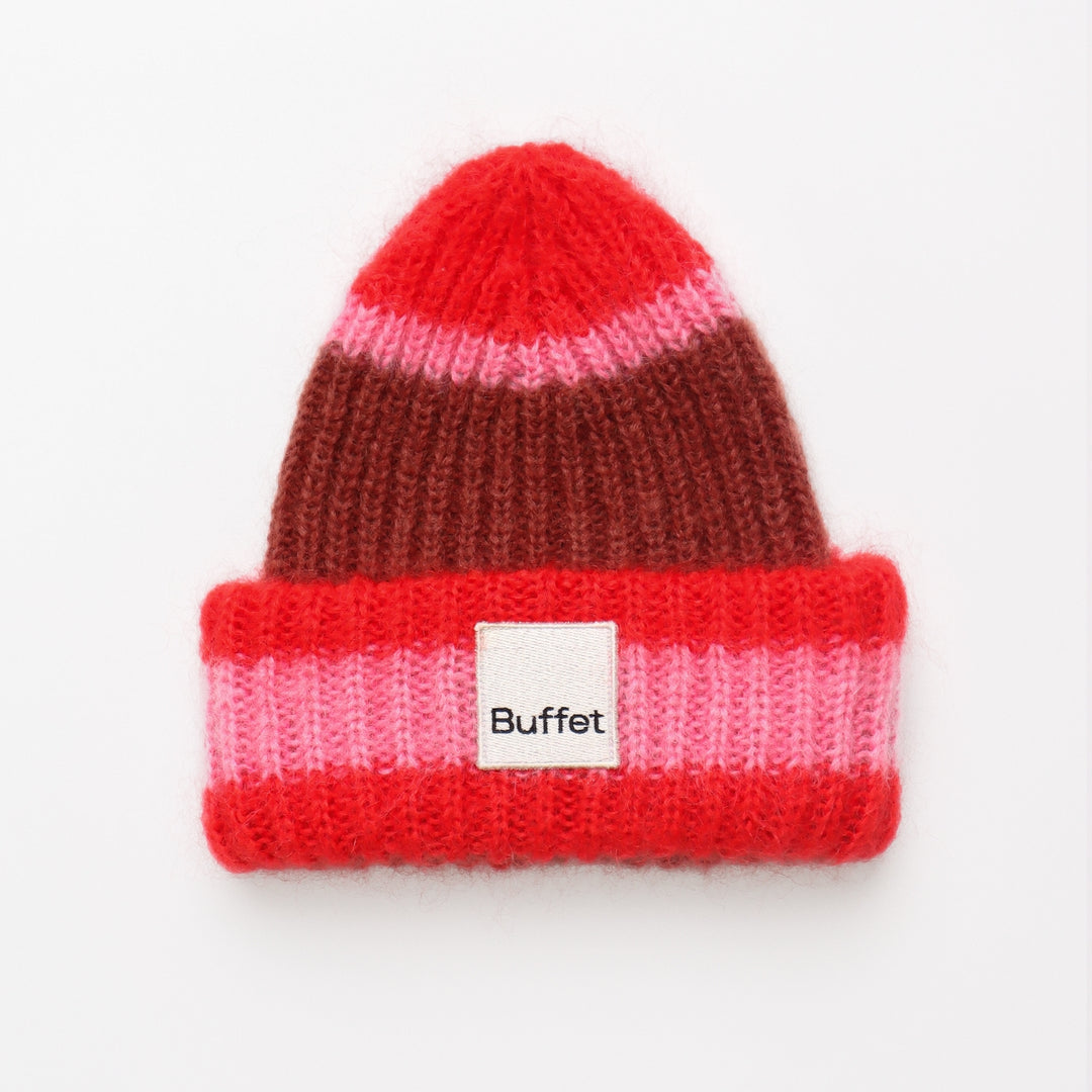 DOUBLE FOLD MOHAIR HAT - Beanie - Pink/Red | Buffet Clothing