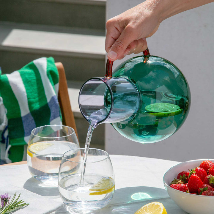 PABLO GLASS JUG - Glas-Krug & Karaffe - Blaugrün & Lila | Block Design