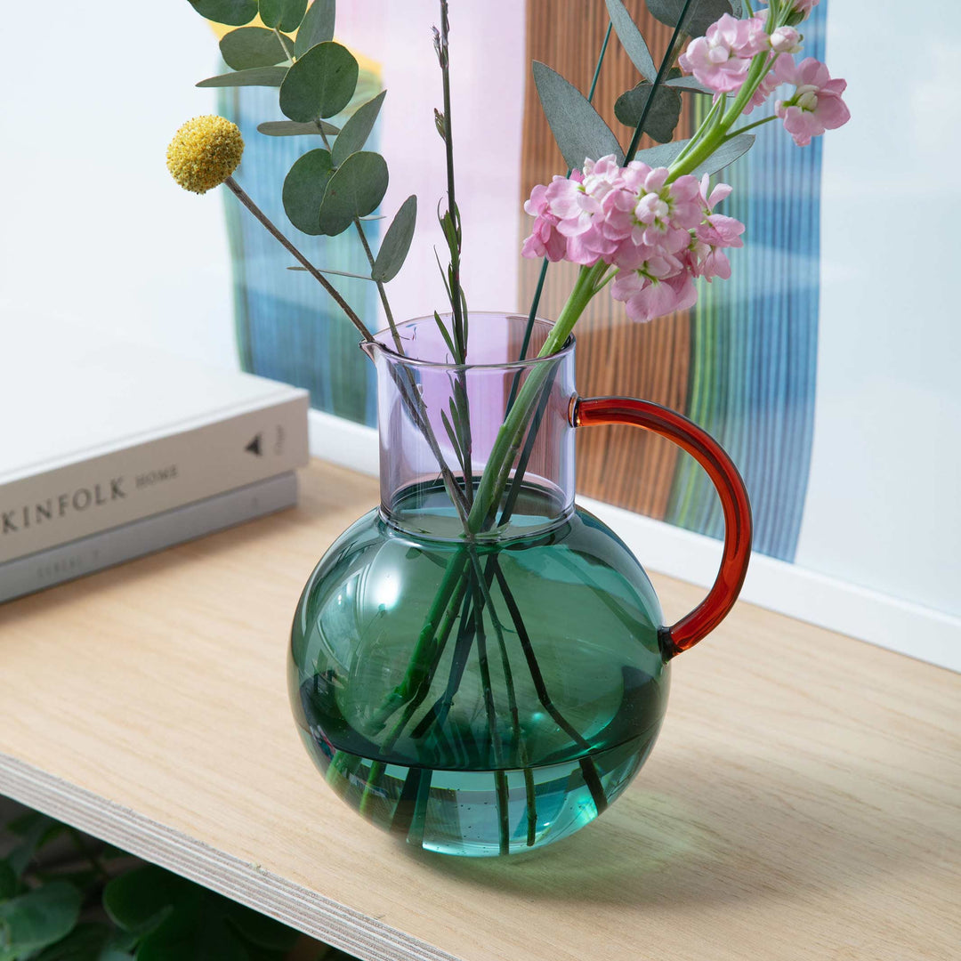 PABLO GLASS JUG - Glas-Krug & Karaffe - Blaugrün & Lila | Block Design