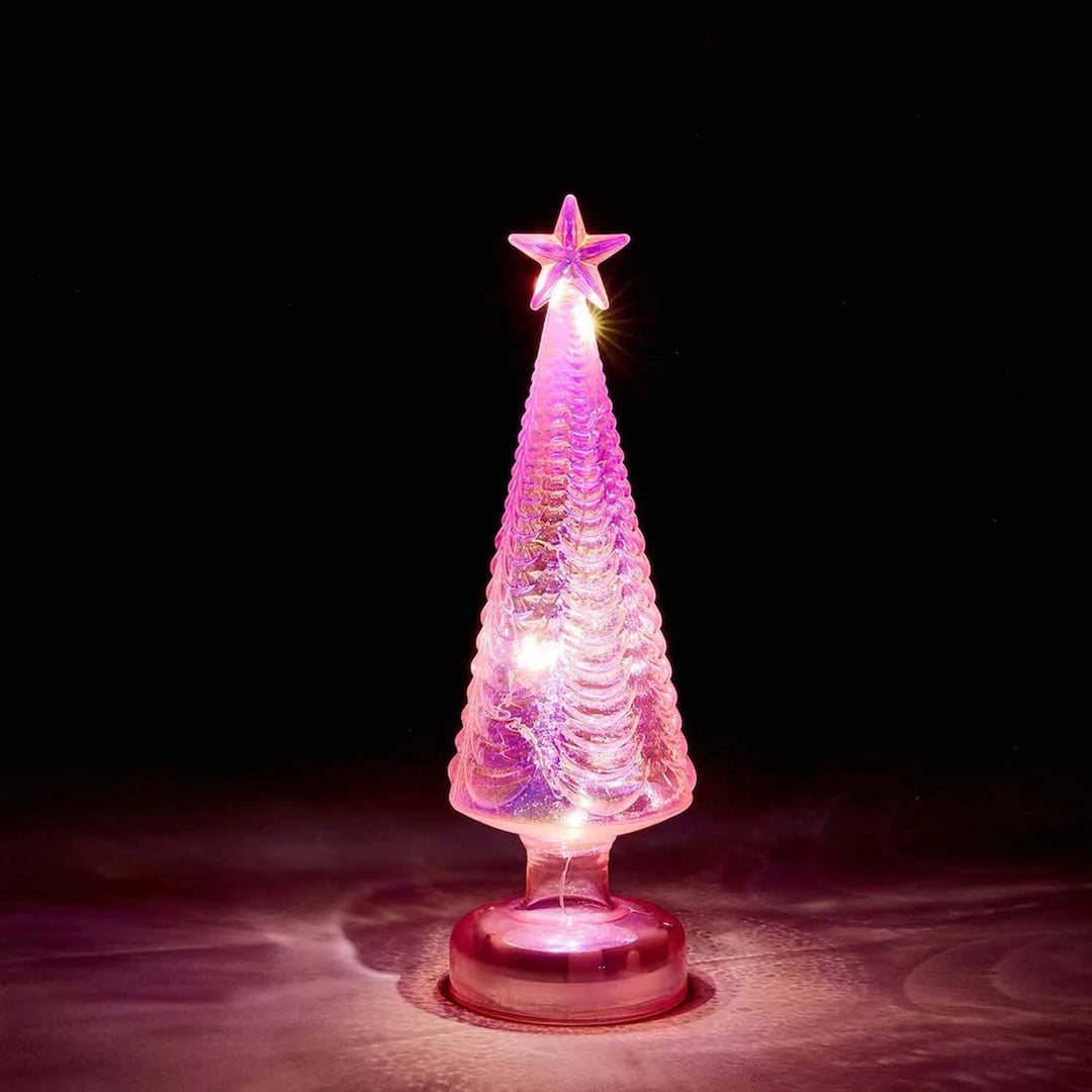 PINK STAR - Glas-Tannenbaum mit LED Beleuchtung - 23 cm hoch