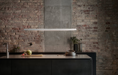 Betonlampe betongrau über Küche