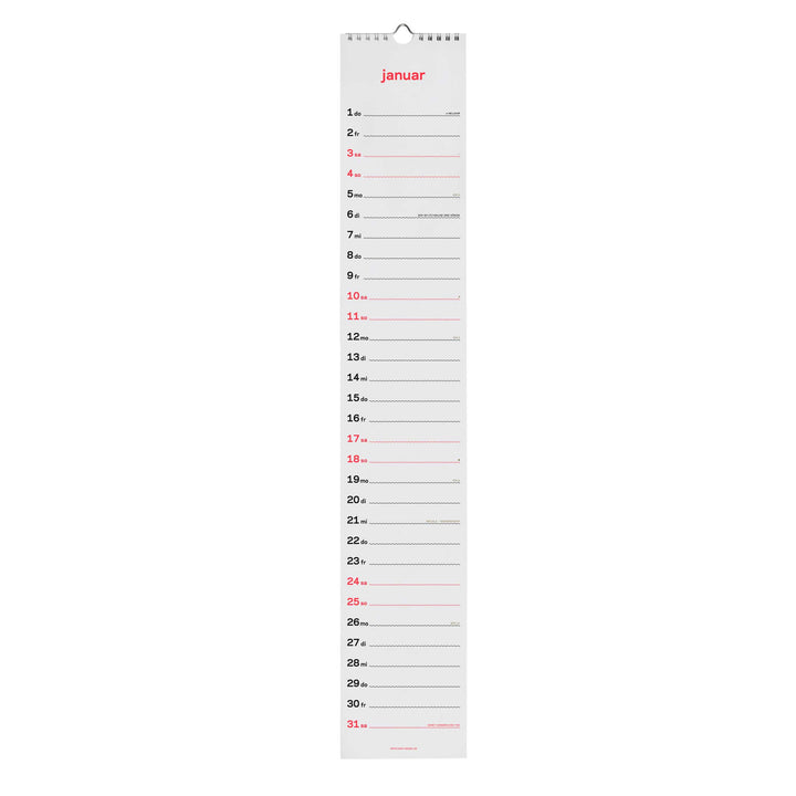 zweitausend&sechsundzwanzig - STREIFENKALENDER 2026 - Neon-Korall Schwarz Gold - 12×69 cm | rikiki
