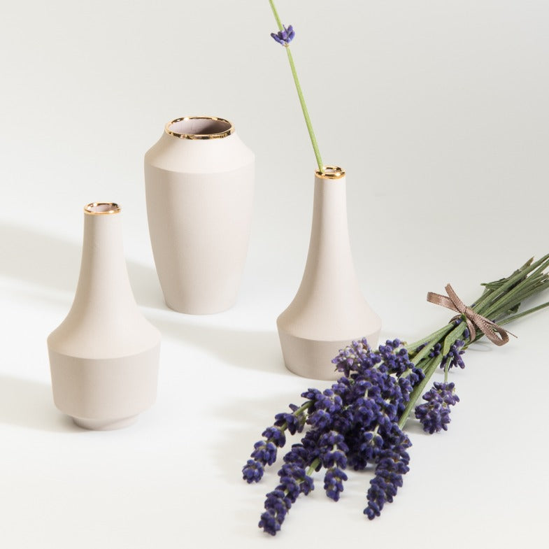 Mini-Vasen-Set mit Goldrand
