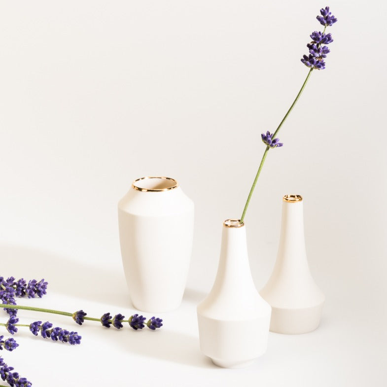 Mini-Vasen-Set mit Goldrand