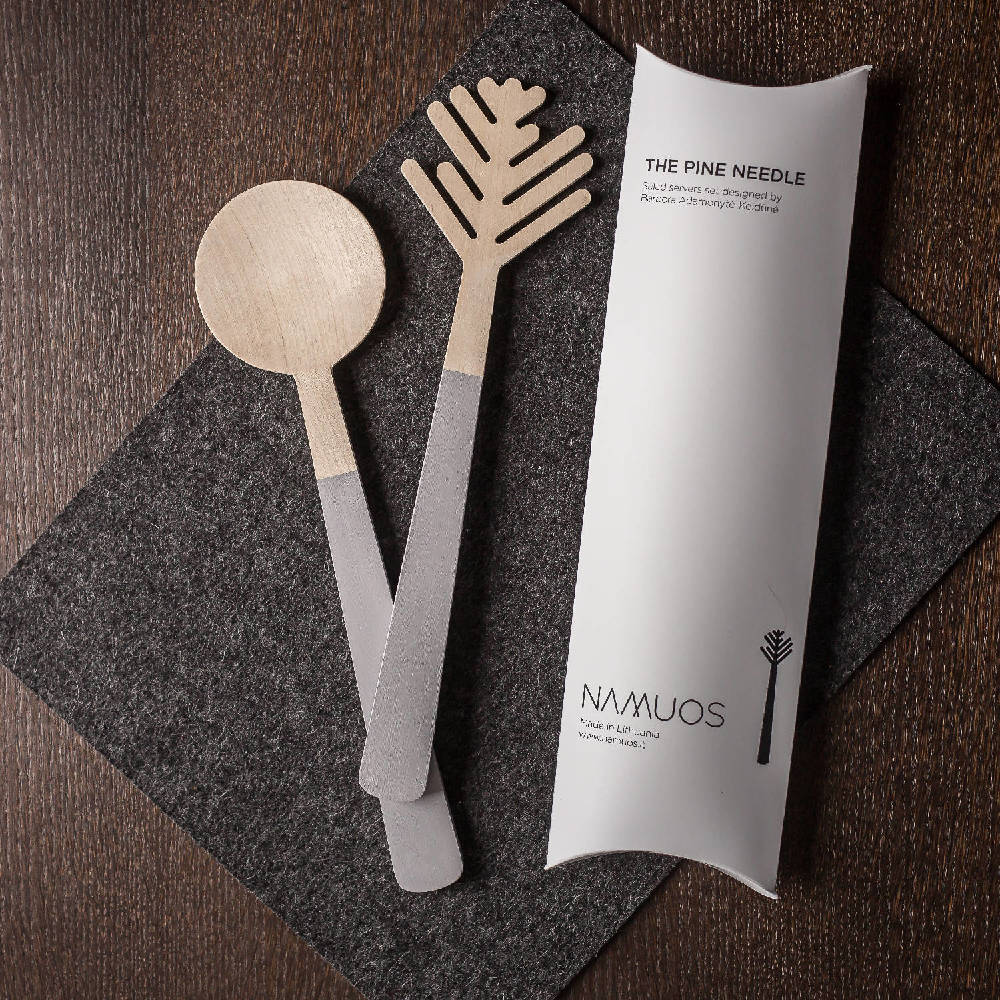 Salatbesteck-Set aus Holz 'KIEFERNNADEL'