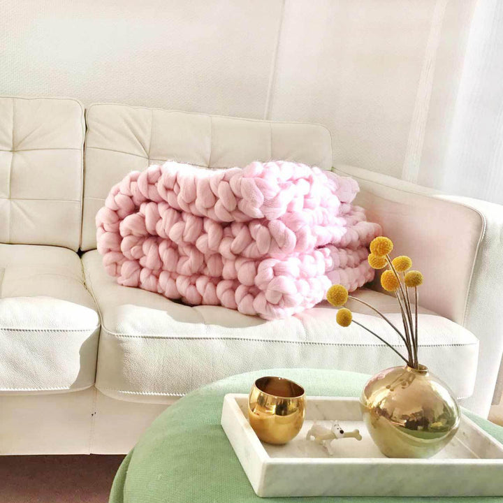 Wolldecke 'Cosima Chunky Knit Babypink'