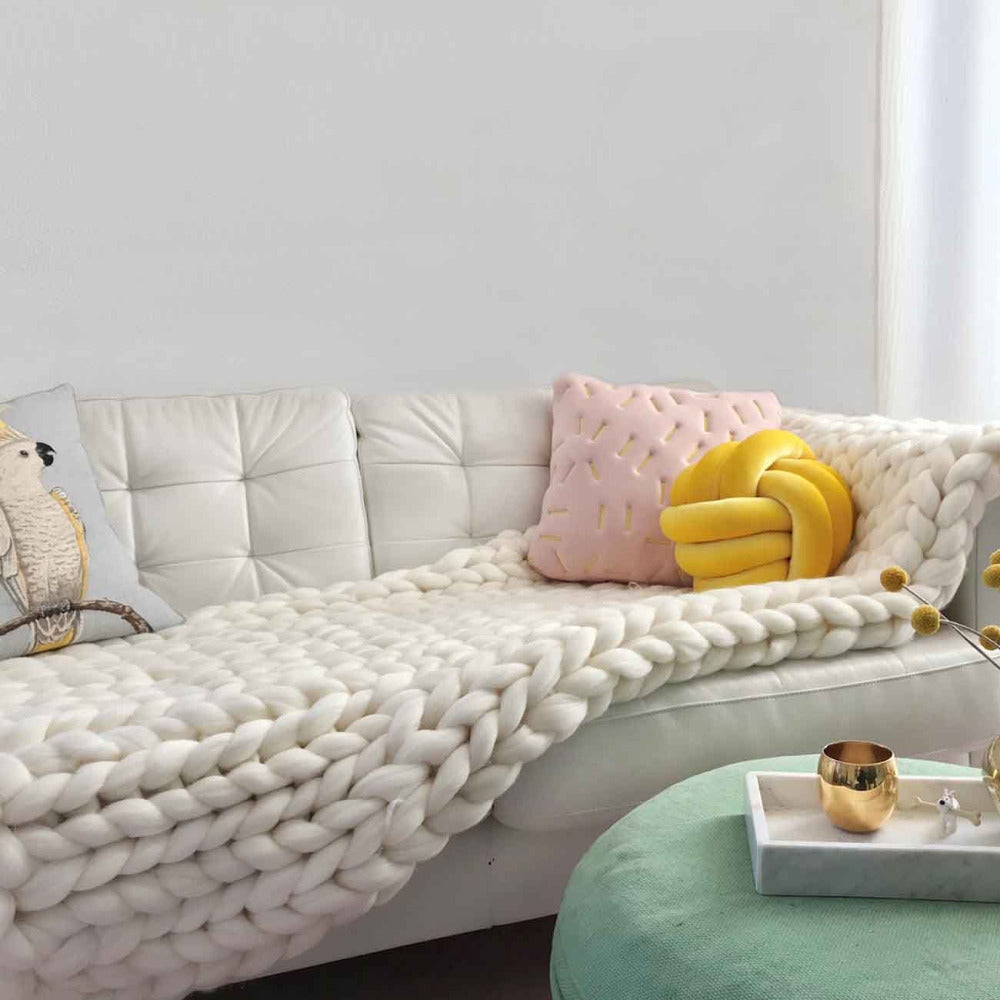 Wool blanket 'Cosima Chunky Knit White'