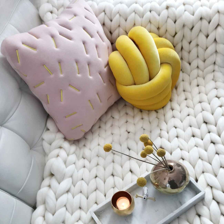 Wool blanket 'Cosima Chunky Knit White'
