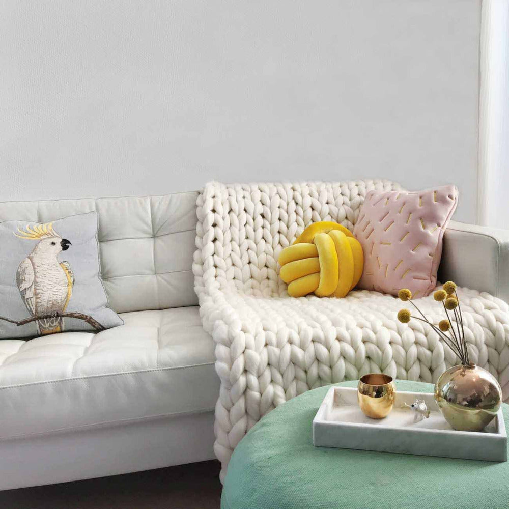 Wool blanket 'Cosima Chunky Knit White'