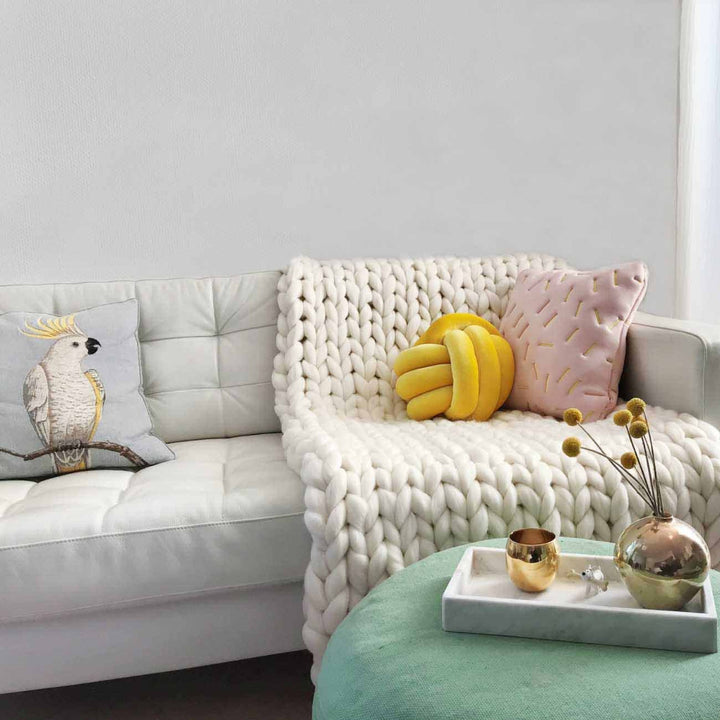 Wool blanket 'Cosima Chunky Knit White'